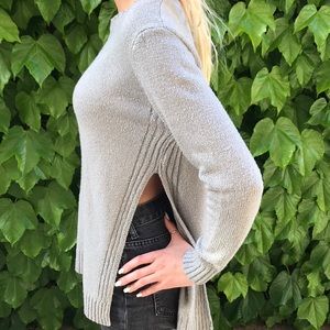 GREY SIDE SLIP SWEATER